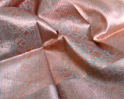 Mint Green Tissue Organza Saree with Copper Motifs