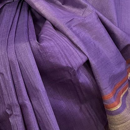 Handloom Purple Tussar Silk Saree