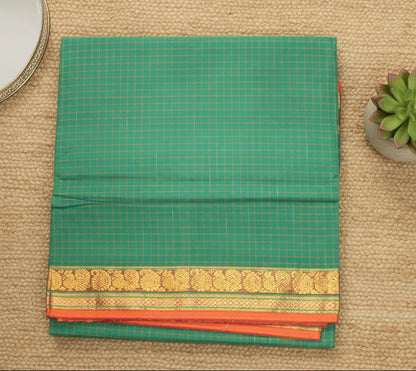 Veera - Green Checks South Cotton Saree