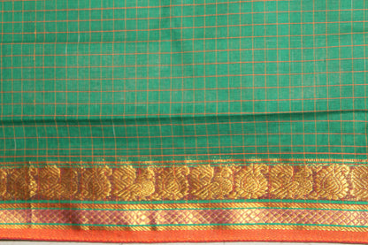 Veera - Green Checks South Cotton Saree