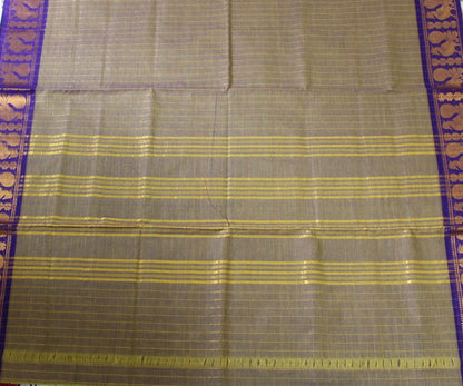 Avani - Light Brown Zari Checks Mayuri Border Pure Cotton Saree