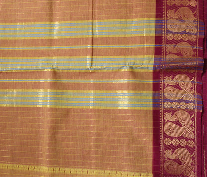 Aarohi - Mustard Yellow Zari Checks Mayuri Border Pure Cotton Saree