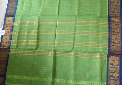 Kanan - Green Zari Checks Mayuri Border Pure Cotton Saree