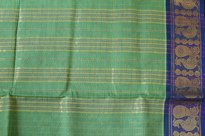 Kanan - Green Zari Checks Mayuri Border Pure Cotton Saree