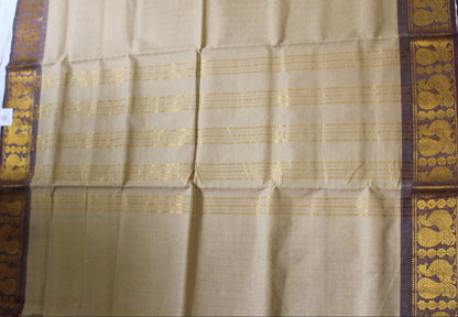 ILA - Beige Zari Checks Pure Cotton Saree