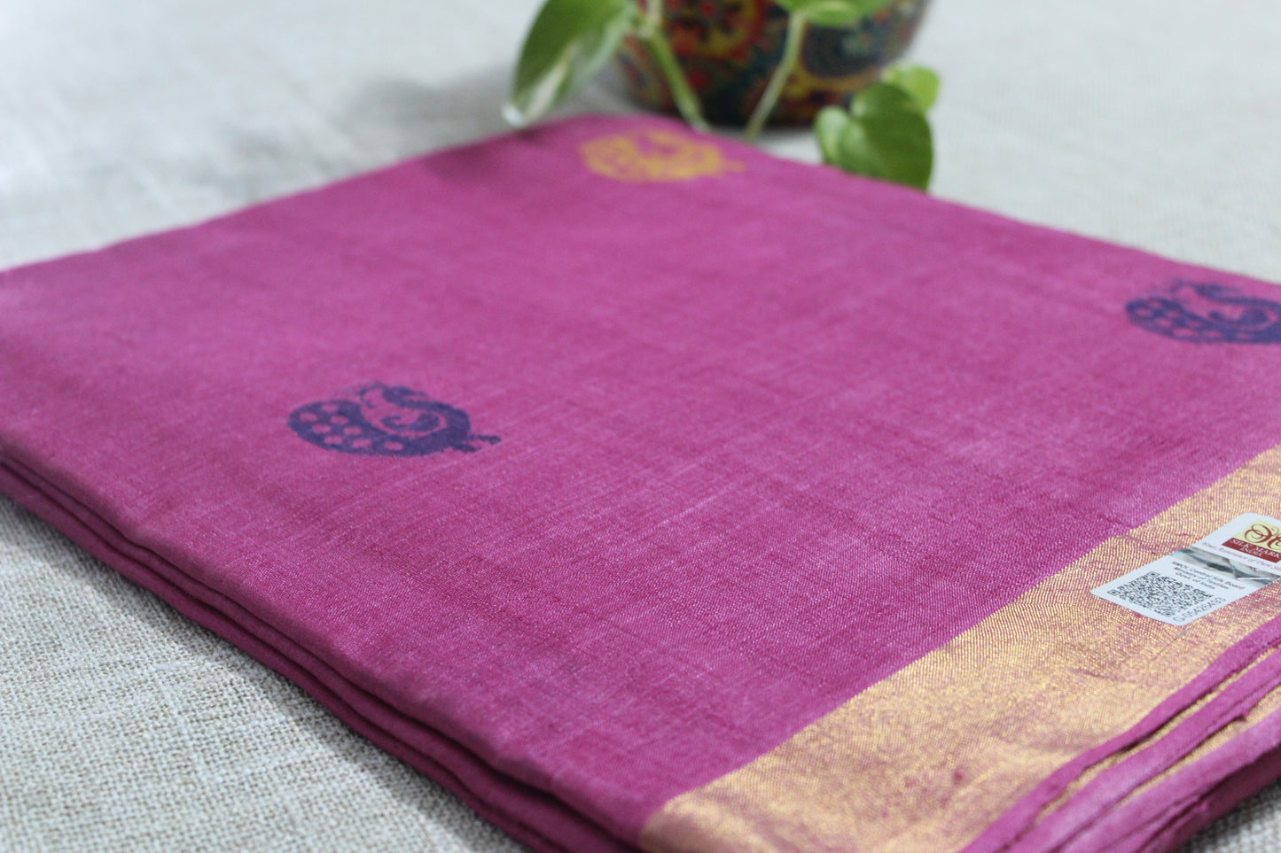 Pink Pure Handloom Tussar Silk Saree