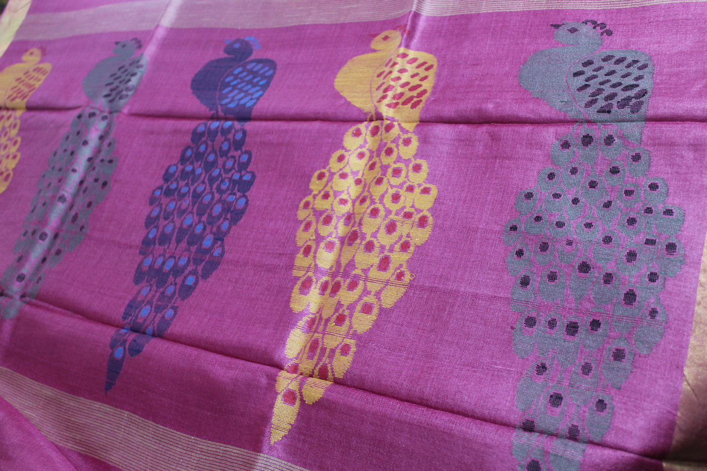 Pink Pure Handloom Tussar Silk Saree