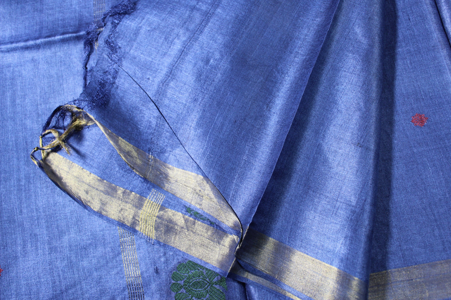 Blue Pure Handloom Tussar Silk Saree