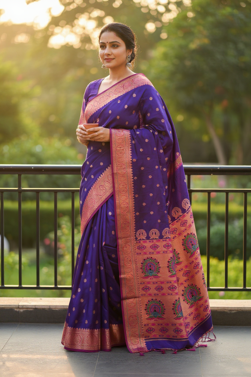Purple Paithani Silk Saree