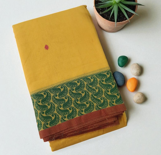 AGNI - Yellow Pure Cotton Butta Saree