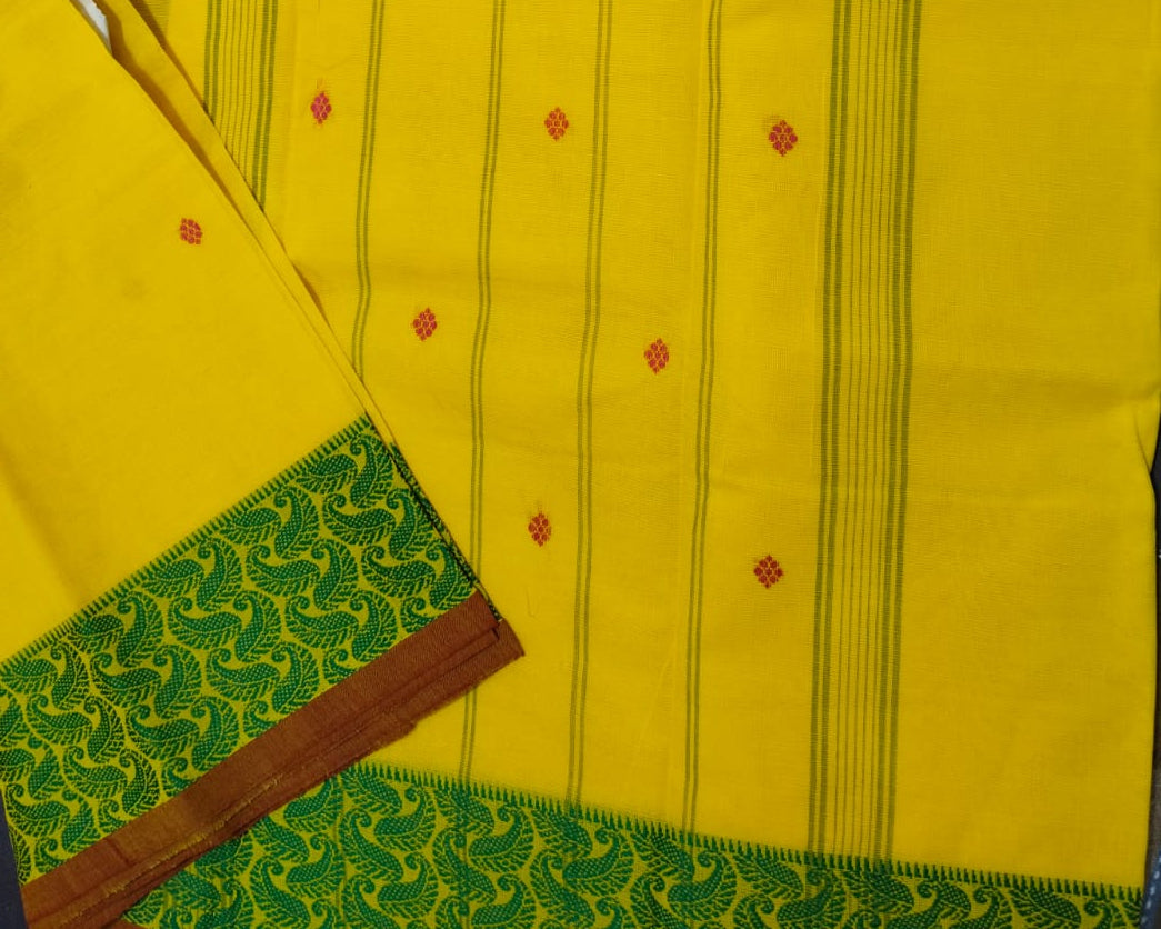 AGNI - Yellow Pure Cotton Butta Saree