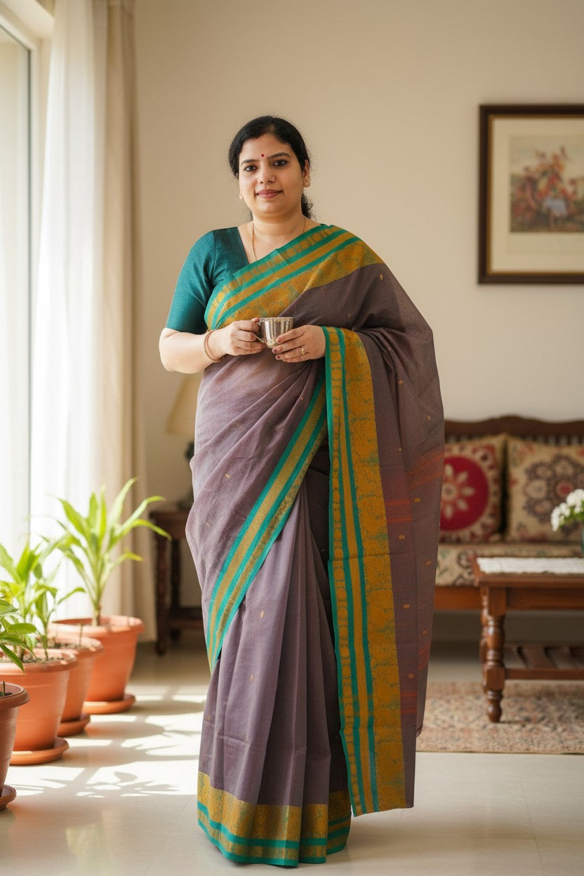 Light Brown Mayuri Pure Cotton Saree