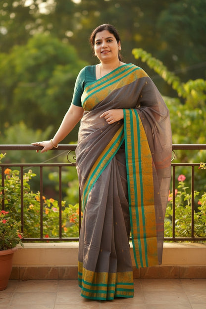 Light Brown Mayuri Pure Cotton Saree