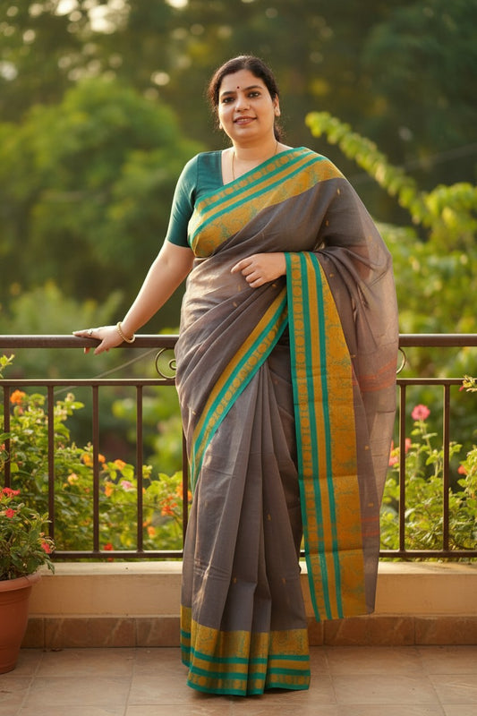 Light Brown Mayuri Pure Cotton Saree