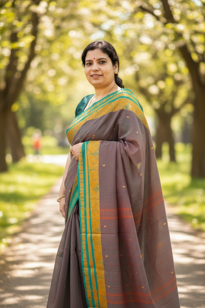Light Brown Mayuri Pure Cotton Saree