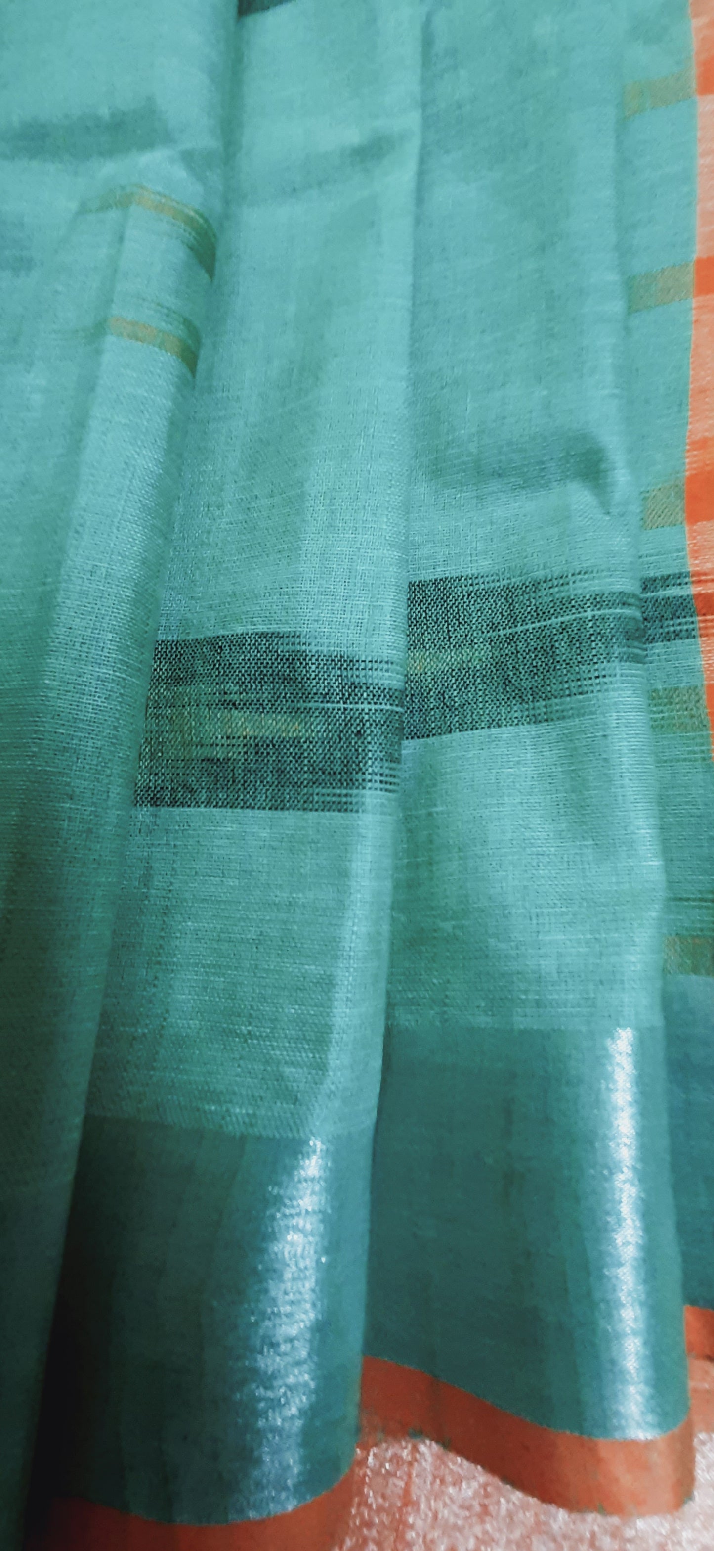 Mint Green Ikkat Linen Saree