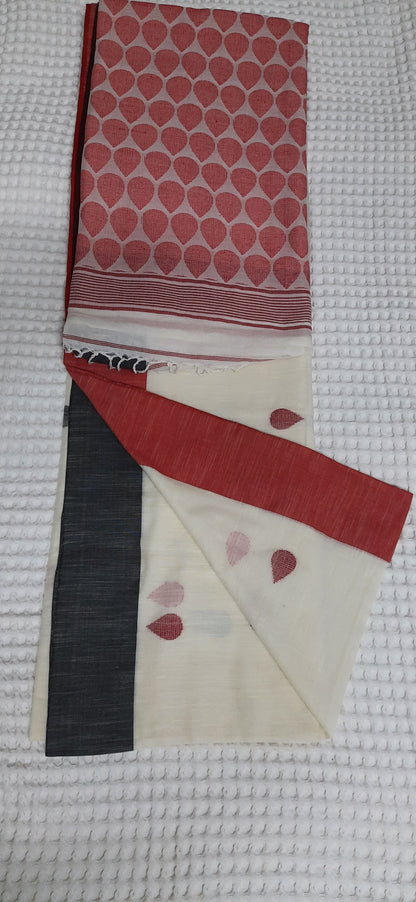 SHIVA - White Khadi Cotton Jamdani Saree