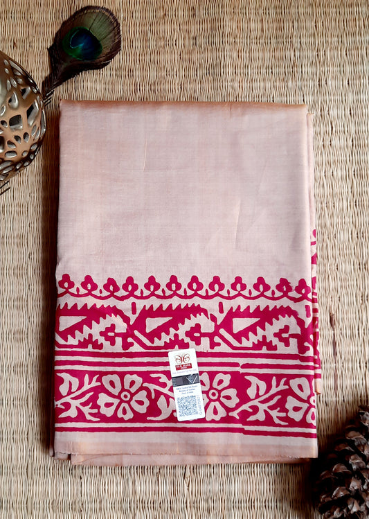 Light Brown Bishnupuri Katan Silk Saree