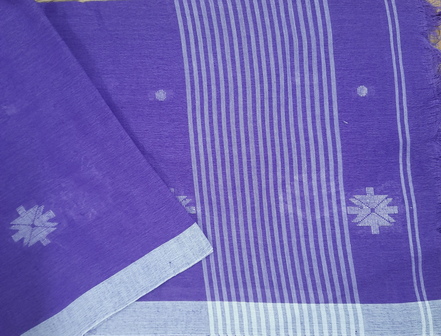 Purple Khadi Cotton Jamdani Saree