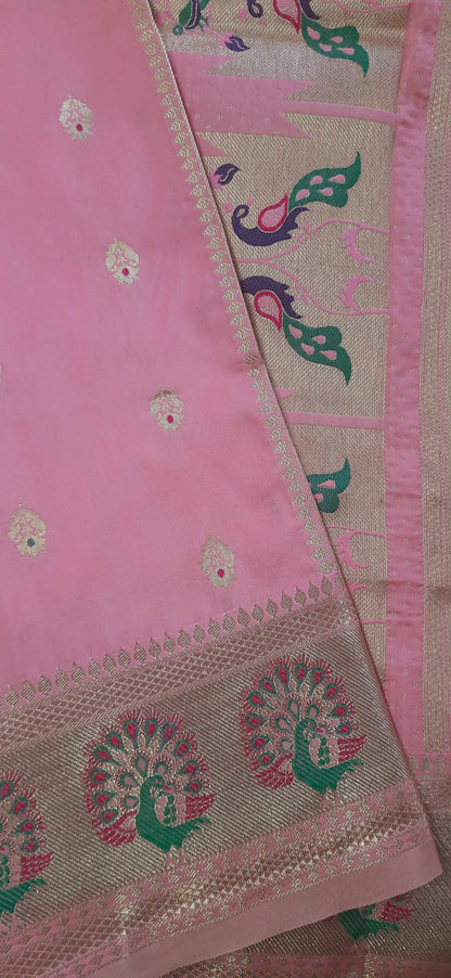 Peach Paithani Silk Saree