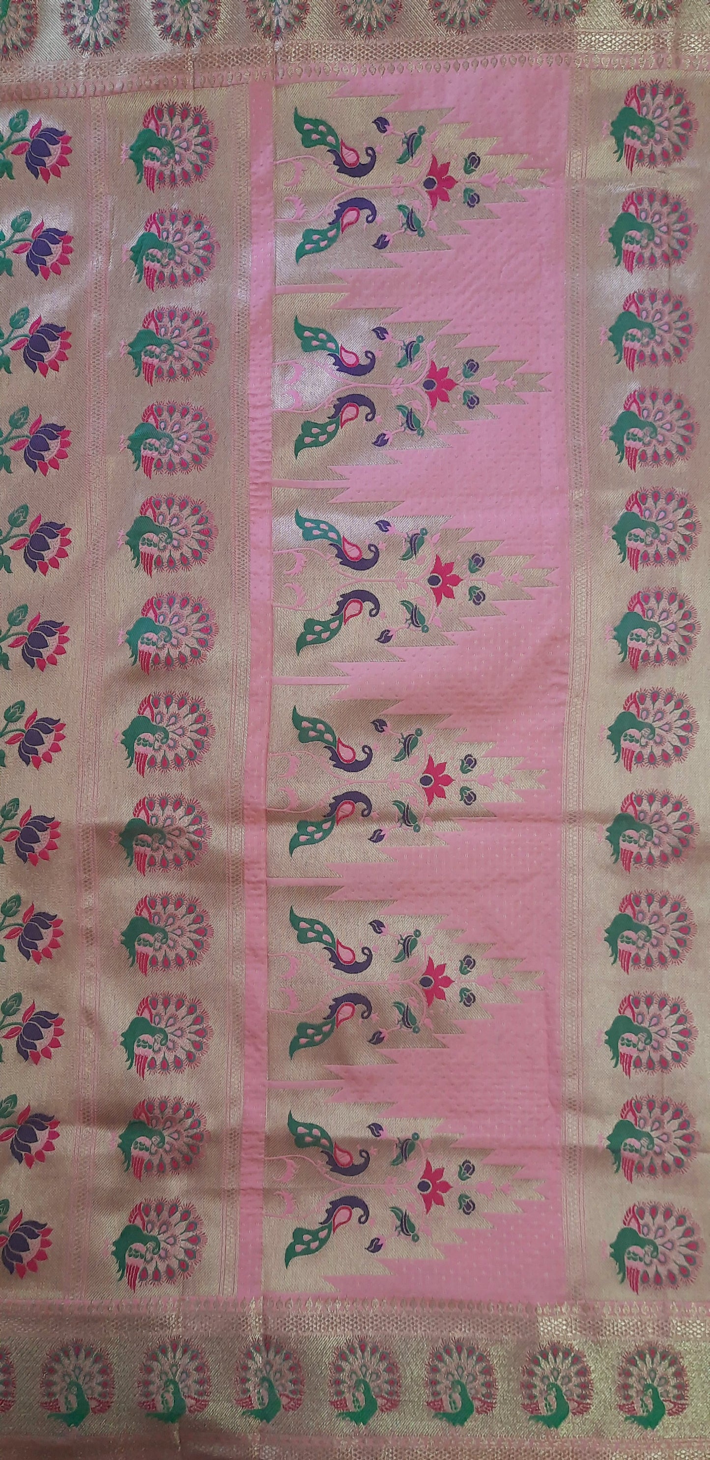 Peach Paithani Silk Saree