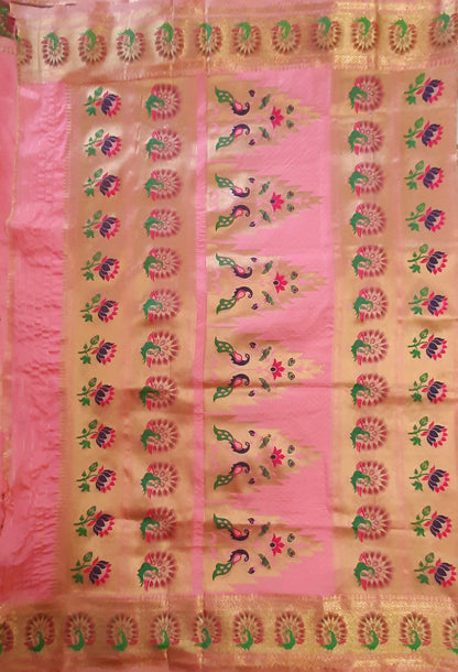 Peach Paithani Silk Saree