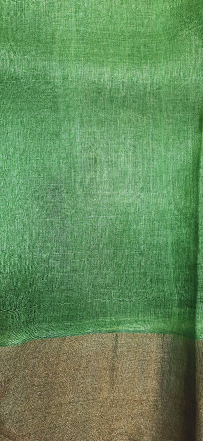 Light Green Printed Pure Tussar Silk Saree