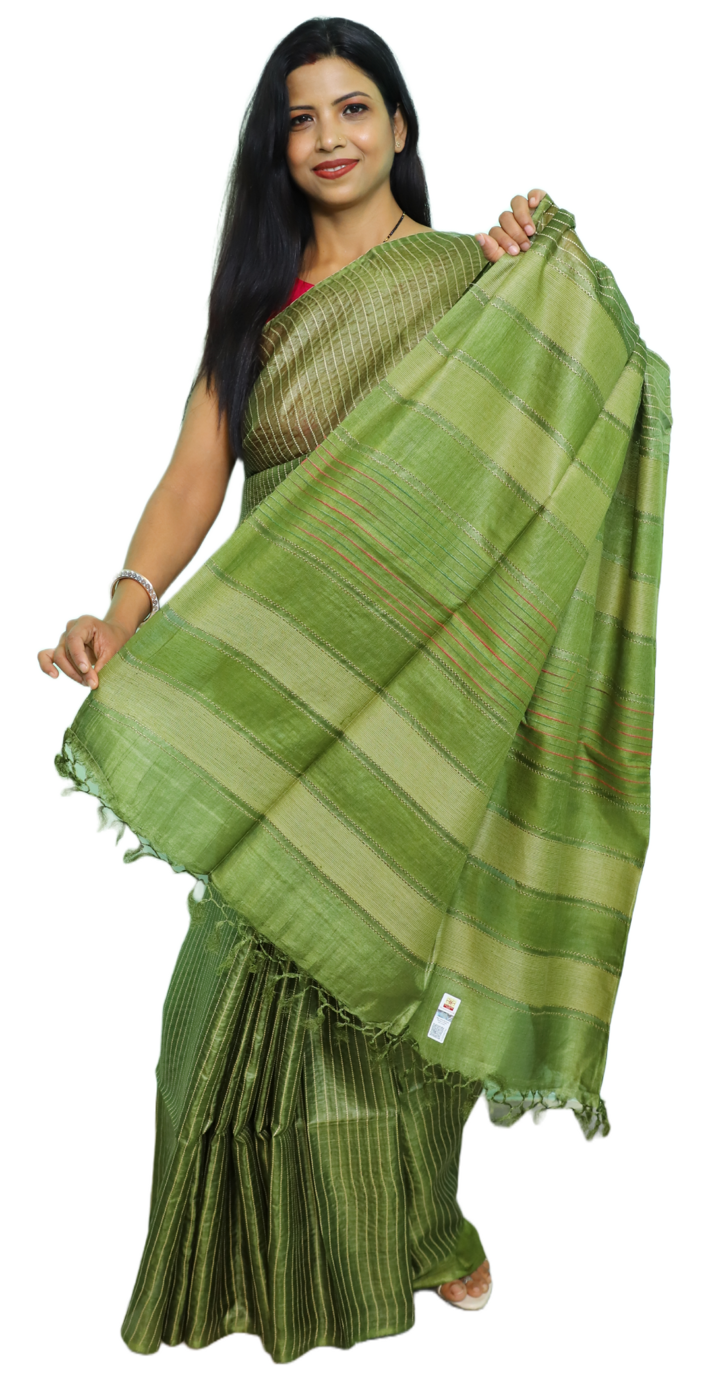 Olive Tussar Silk Saree