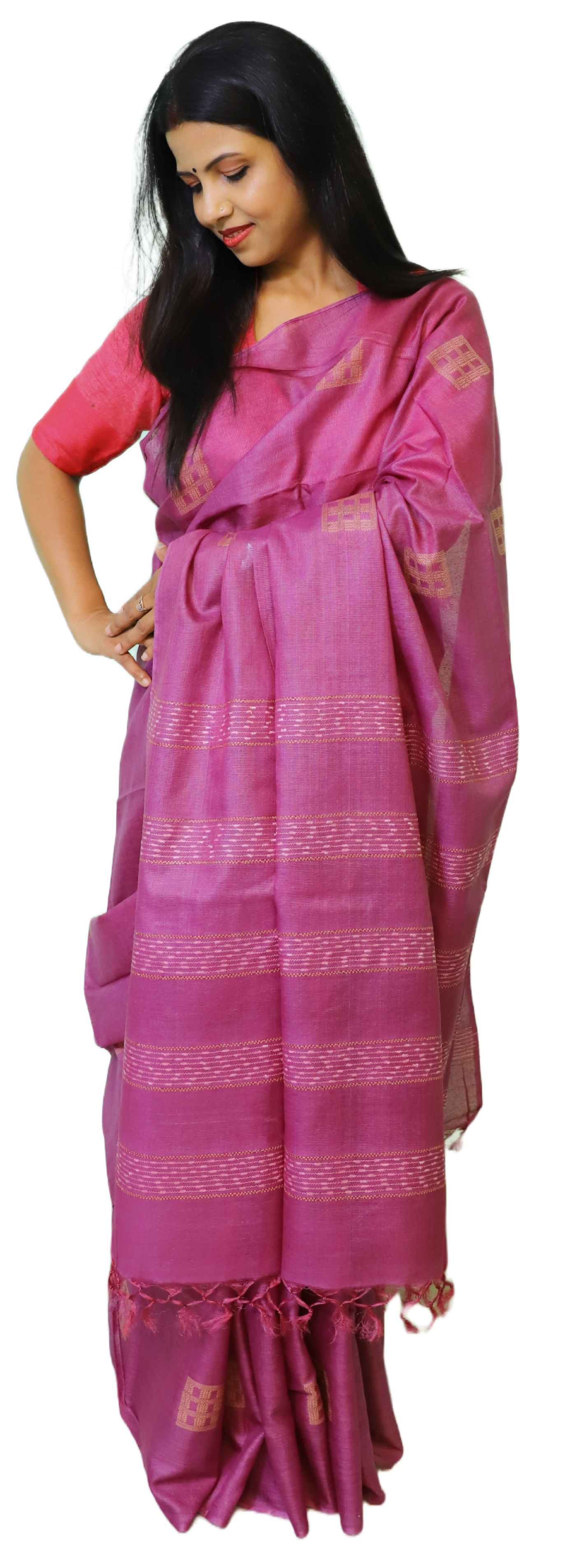 Purple Tussar Silk Saree