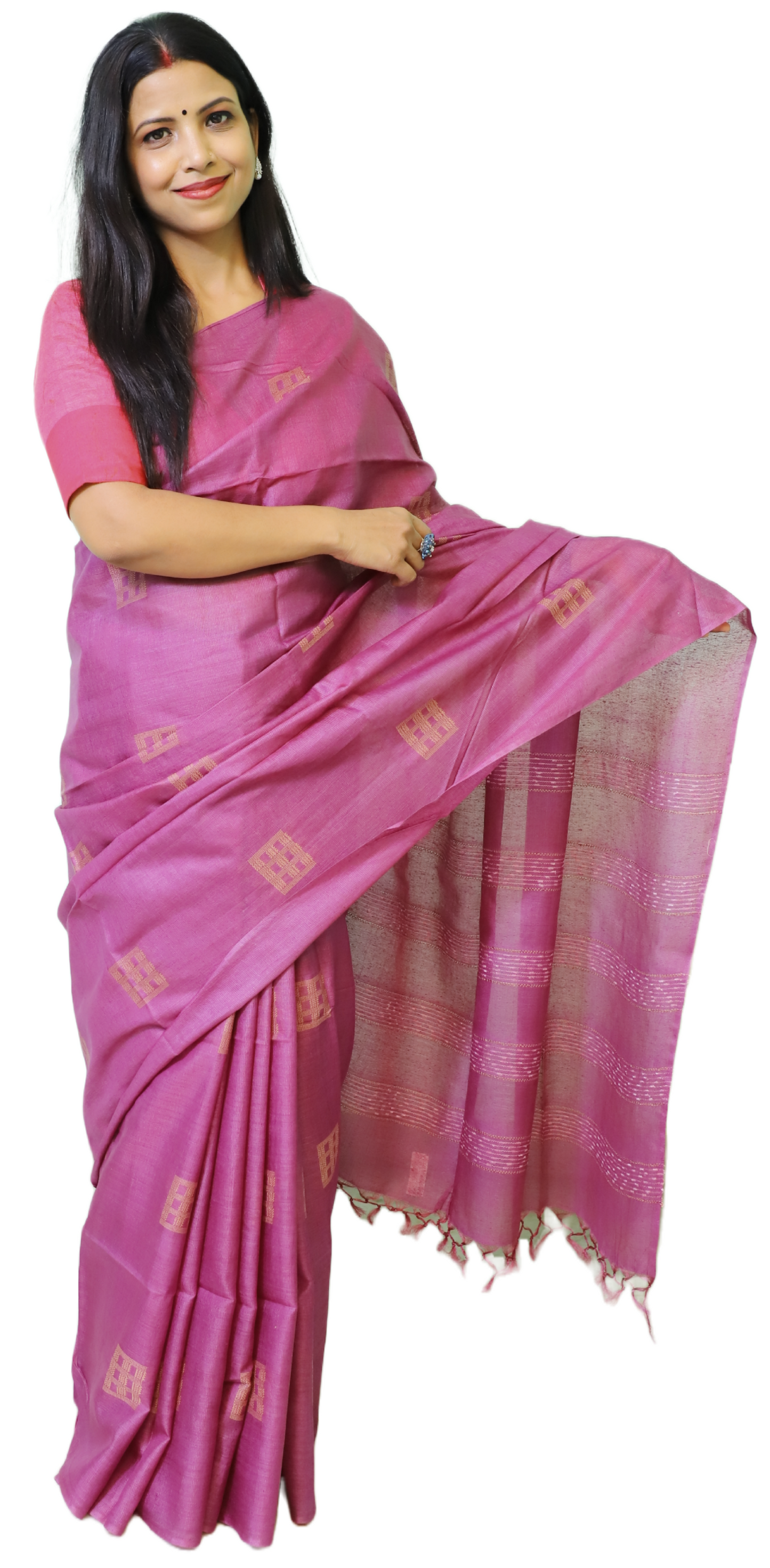 Purple Tussar Silk Saree