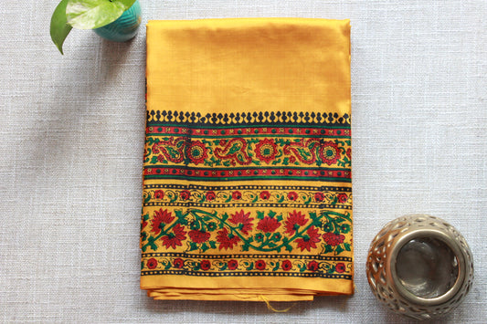 Mustard Yellow Bishnupuri Katan Silk Saree