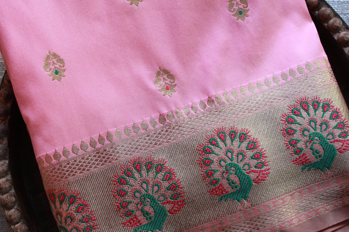 Peach Paithani Silk Saree